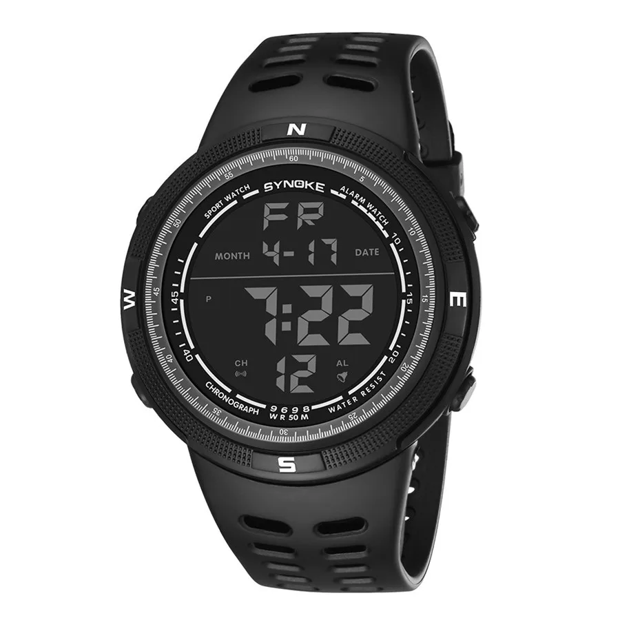 Многофункциональный 50 м водонепроницаемые часы светодиодный цифровые часы двойного действия спортивные часы цифровые часы Relogio цифровые Relogio - Цвет: Черный