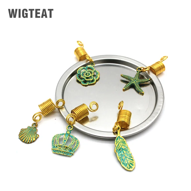 

5Pcs/Pack Golden/Bronze viking charms hair braid dread beard dreadlock beads cuffs rings Headwear Jewelry for Men Women