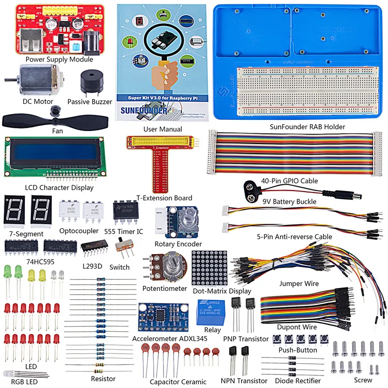 Суперстартовый Обучающий набор SunFounder V3.0 для Raspberry Pi 4B 3B + 2B B A Zero и книга с
