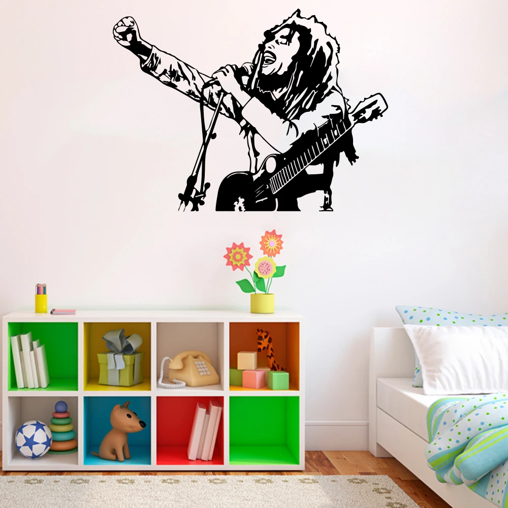 Bob Marley Reggae Rasta Wall Sticker Bedroom Kids Room Bob Marley Lion Rock Music Star Wall Decal Living Room Vinyl Home Decor (3)