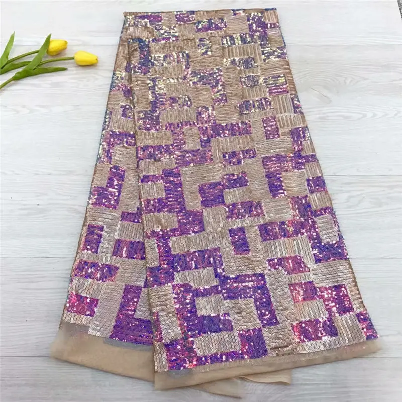

African Lace fabric High quality embroidery sequins lace nigerian tulle Lace fabric SE1088