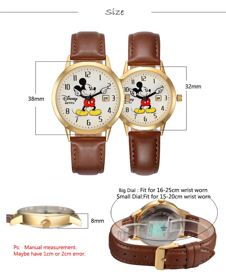 Disney бренд Микки Маус женские часы женские мужские кожаные кварцевые часы детские часы для девочек мальчиков оригинальная подарочная