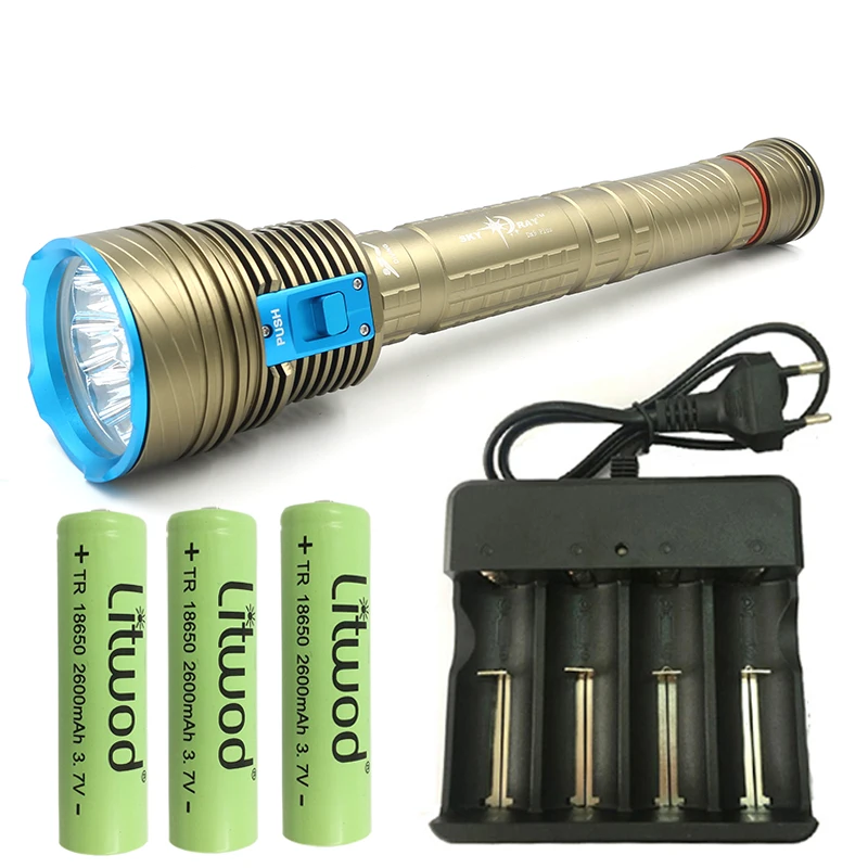 Litwod Z20DX9 CREE XM-L T6 9 светодиодный 8000 люменов дайвинг вспышка светильник фонарь светильник водонепроницаемый подводный 100 м на 26650 батареи - Испускаемый цвет: Option B