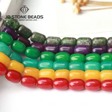 Халцедон Камень баррель свободные бусины драгоценный камень чистый цвет DIY ведро бусины браслет ожерелье Поиск аксессуаров для изготовления ювелирных изделий