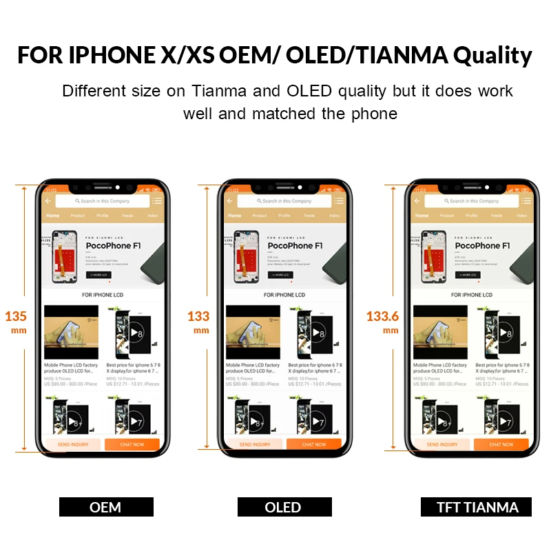 OEM For iPhone XS LCD Display With Digitizer Touch
