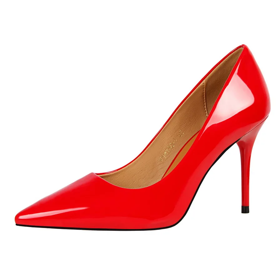 BIGTREE high heels Women Shoes 2019 office Lady pumps fashion pointed toe patent leather heels 9CM Summer ladies shoe yellow
