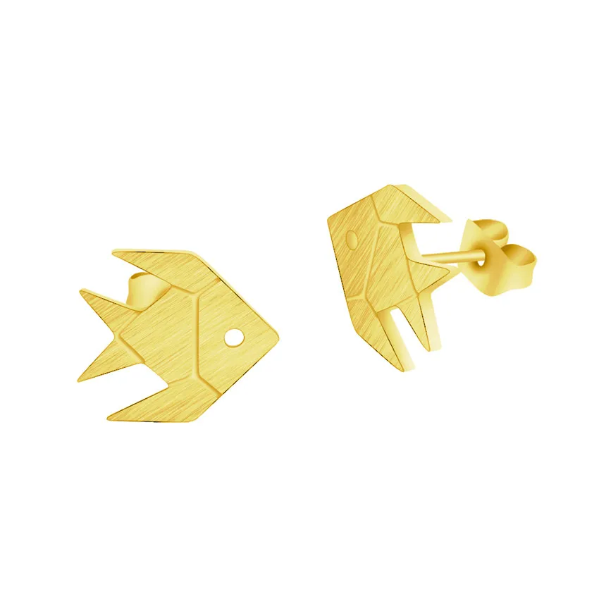 

Animal Jewelry Origami Fish Stud Earrings For Women Kids Birthday Gift Gold Silver Pendientes Femme Stainless Steel Earring