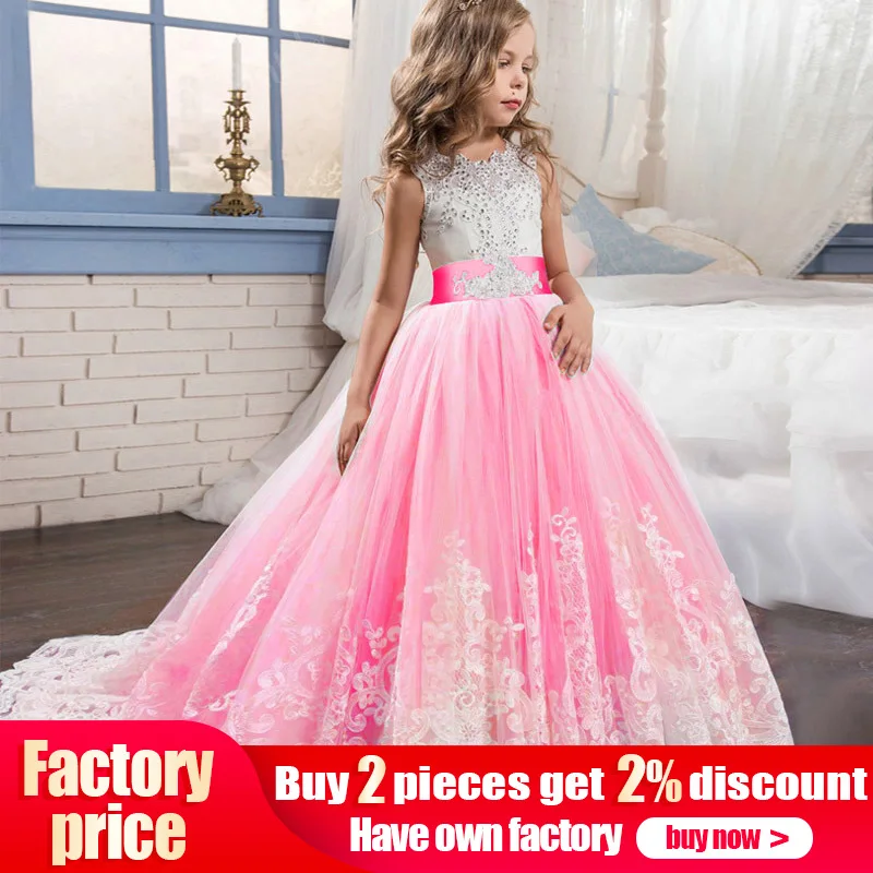 

Hot high quality flower girl dress children pageant party ball gown girls dress first communion princess costume ladies vestido