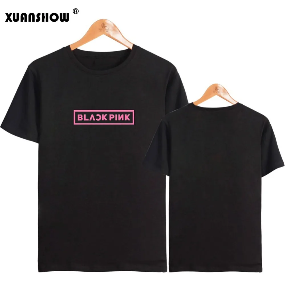 XUANSHOW Modis негабаритных футболки женские О образным вырезом черный розовый с буквенным принтом Корейская звезда вентиляторы одежда Топ унисекс влюбленных футболки