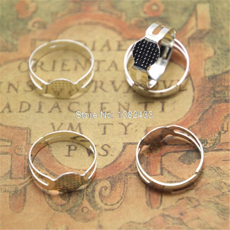20pcs Adjustable Ring Base Ring Blanks with 8mm glue padblank ring
