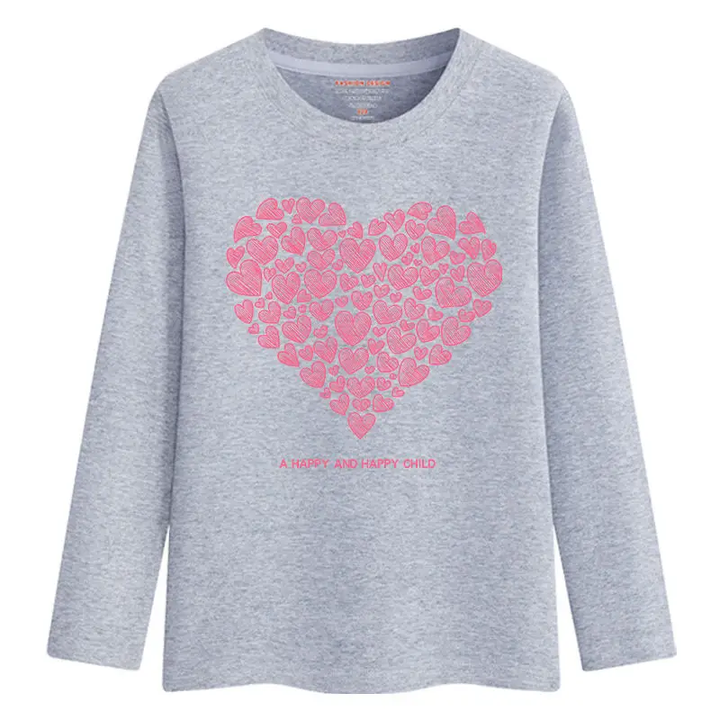Новое поступление, свитер для маленьких девочек весна-осень г. Подростковый свитер детская одежда хлопковая Футболка с лебедем для девочек, футболки с длинными рукавами, топы - Цвет: Grey LT16