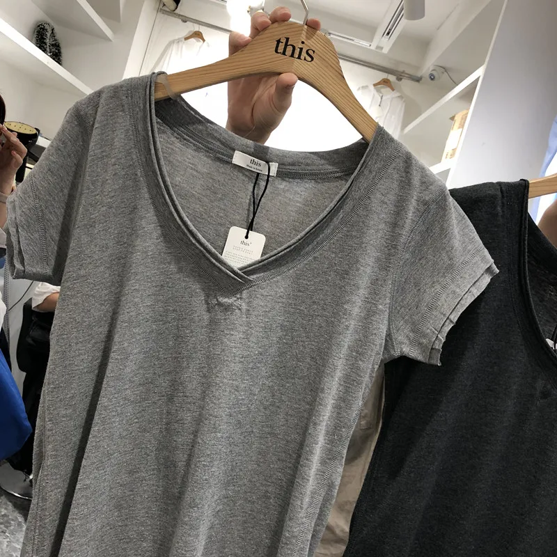 Women's-Basic-V-neck-T-Shirt-Cotton-Plain-Short-Sleeves-Summer-Tee-Shirt-Casual-Female-White-Tunic-Tops (3)