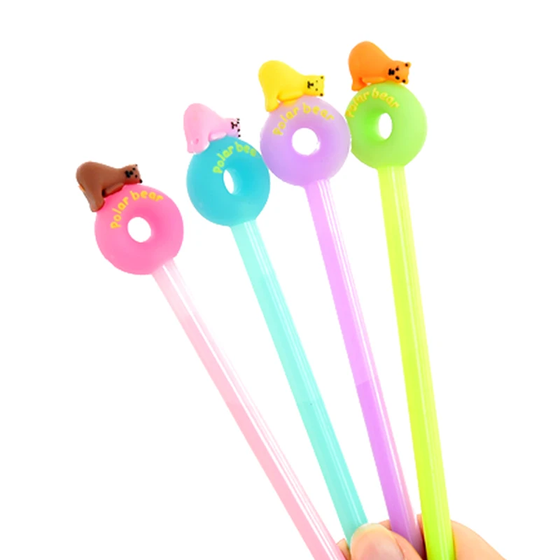 4Pcs Bear Gel Pen Cute Pen Stationary Kawaii School Supplies Gel Ink