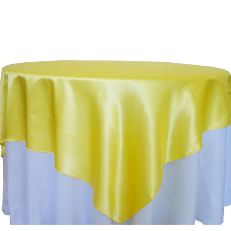 1 шт. дешевая квадратная атласная накладка на стол атласная Скатерть для банкетов верхняя крышка стола Праздничная Свадебная вечеринка мероприятие отель украшение - Цвет: Yellow