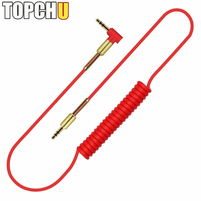 Goede TOPCHU Telefoon Adapter 3.5mm Audio Kabel Jack 1.5 m Male naar Male Spring Audio Aux Kabel Voor iPhone Auto hoofdtelefoon Luidsprekerkabel Lijn
