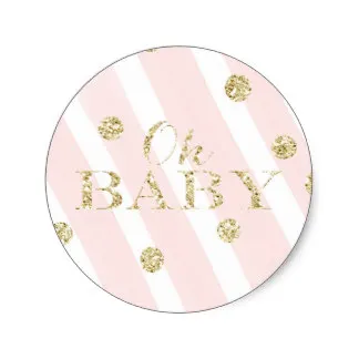 

3.8cm Blush Pink and Gold Baby Shower | Oh Baby Classic Round Sticker