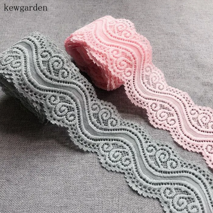 

Kewgarden 38 mm 2" Elastic Lace Ribbons Handmade Flowers Bowknot Satin Ribbon DIY Tape Riband 3m /lot