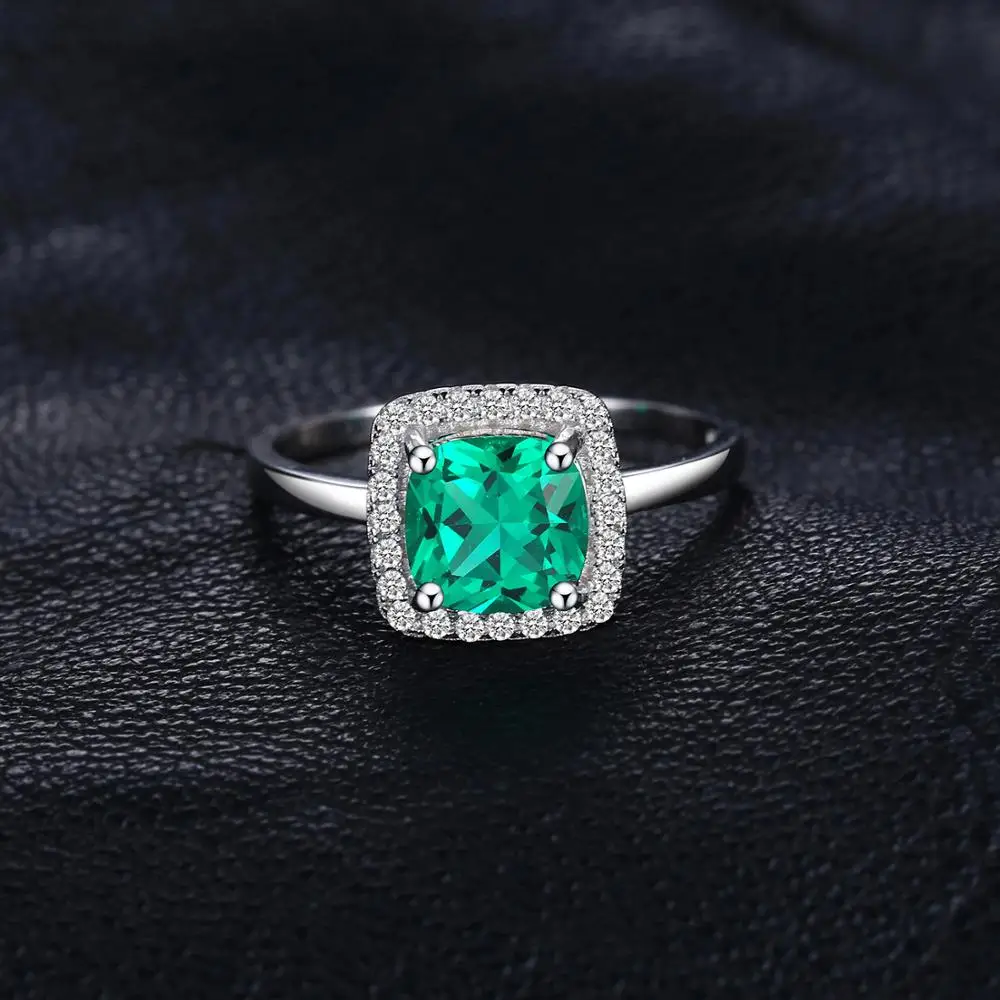 Jewelrypalace Подушки 2.3ct создания Изумрудный Обручение Halo Кольцо Solid 925 стерлингов