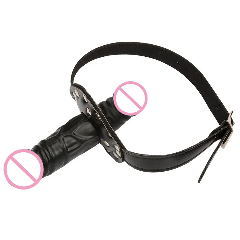 Silicone-Penis-Gag-Double-Dildo-Open-Mouth-Plug-Oral-Toys-For-Gay-Bdsm-Fetish-Bondage-Gear