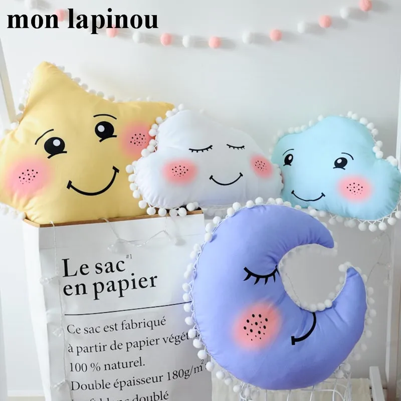 

cute moon,star pillow & cushion sky series stuffed soft cloud cushion home sofa decor star moon emoji pillow baby kids pillow