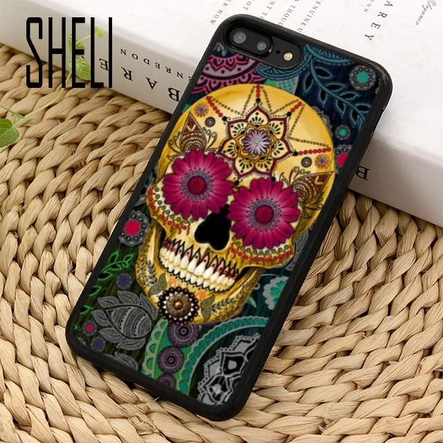 Шели мексиканский Сахар Череп чехол для телефона iPhone 5 6 6s 7 8 plus 11 pro X XR XS max Samsung S6 S7
