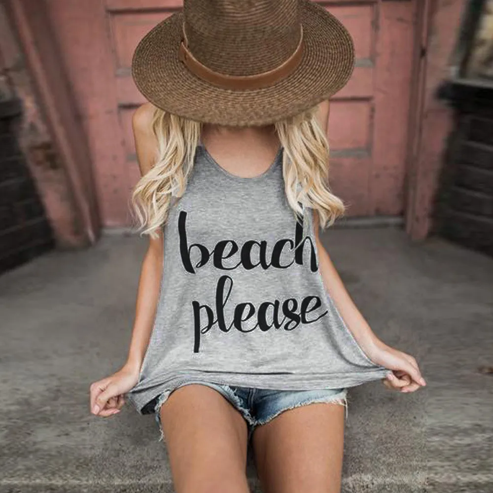 

Women Tops Vest Print Letter Sleeveless Tops Tank T-Shirt Weekend Streetwear Harajuku Casual Slim T-shirt Top