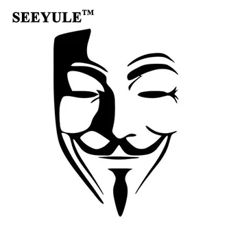 

1pc SEEYULE Reflective Car Sticker Anonymous Mask Sexy Man V for Vendetta Car Window Bumper Styling Decoration for BMW Audi