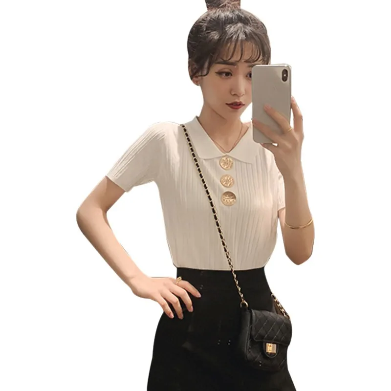 knitted polo shirt womens