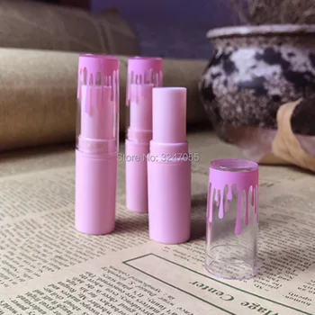 

11.1mm Pink Elegant Plastic Lip Balm Tube, Empty Professional Lip Rouge Sub Containers, Women Makeup Lipstick Refillable Bottle
