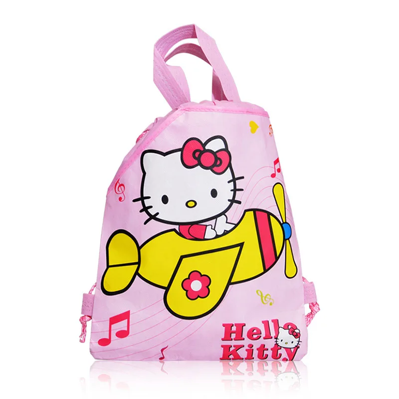 1PC Hello Kitty Children Drawstring Backpacks Bags 34*27CM Non Woven