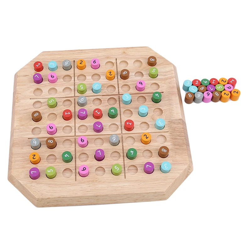 Игра Sudoku шахматы для детей от 1 до 9 цифровых деревянных пазлов, Обучающие пазлы, игрушки для детей, набор интенсивных тренировок Sudoku - Цвет: Solid wood
