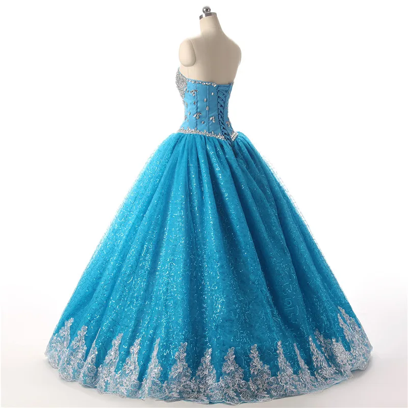Синий Пышное Платье бальное платье Милая бисером кристалл кружева Vestidos De 15 Anos сладкий 16 платье Пром дебютантка платья