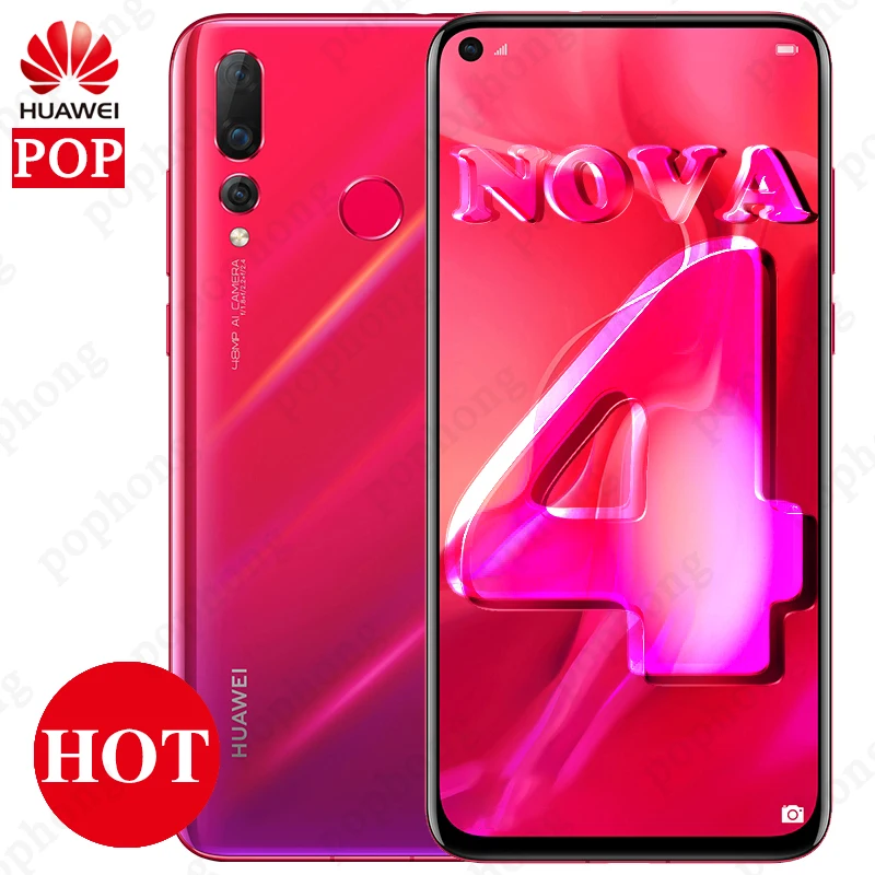 

HUAWEI Nova 4 Full Screen Mobile Phone 6.4 inch Kirin 970 Octa Core Android 9.0 LTE Cell Phone IPS 2310X1080 6GB/8GB 128GB ROM