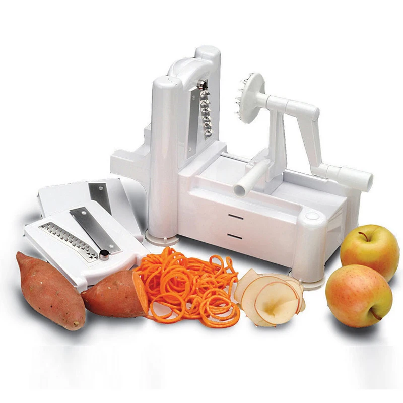 

VEGETABLE CUTTER MULTIPURPOSE ALL-IN-ONE SHREDDERS SLICERS MACHINE HAND SHAKER ROTATABLE NICER CARROT ZUCCHINI SPIRAL SLICER