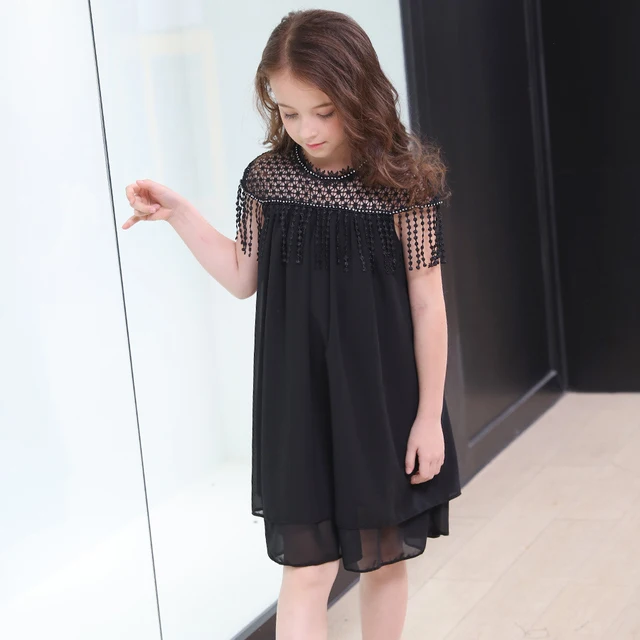 girls short sleeve black dress