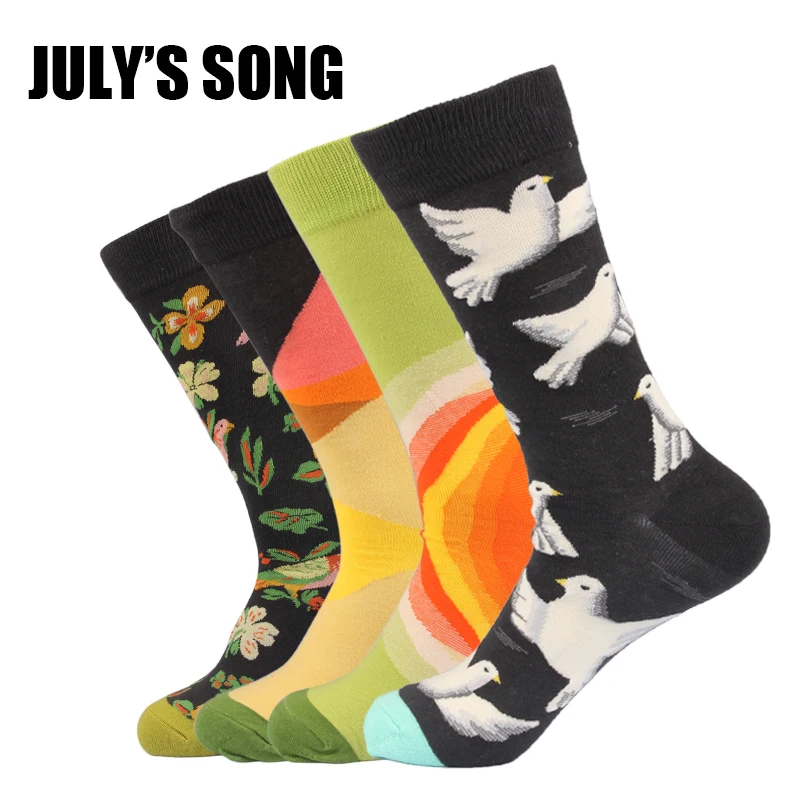 Забавная Фантастическая фотография JULY'S SONG счастливые мужские носки|socks cotton|socks