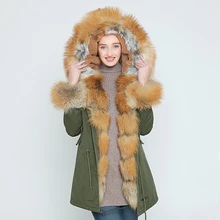 OFTBUY, длинная камуфляжная зимняя куртка, пальто, женская верхняя одежда, теплая Толстая парка, натуральный Лисий мех, воротник, пальто с капюшоном, Украина