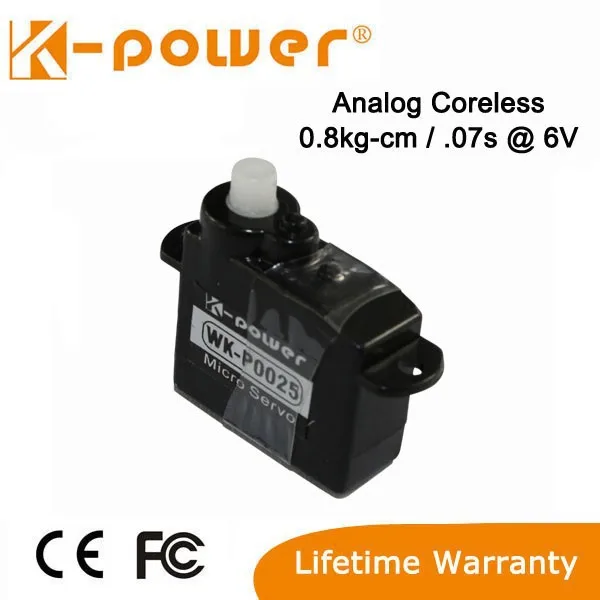 

K-power P0025 2.5G/0.8KG/0.07Sec Analog High Speed Coreless Micro/Mini Servo for RC Airplane