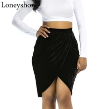 Loneyshow с высокой талией асимметричные сексуальные юбки для женщин Новая модная упаковка Хип Мини Летняя женская юбка высокого качества