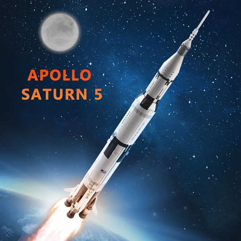 

2018 New Creative Series Apollo Saturn V Launch Vehicle Set Children Building Blocks Bricks Educational Toy LegoINGlys 21309