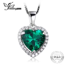 Jewelrypalace corazón del océano 2.4ct esmeralda verde creado nano ruso de halo colgante plata de ley 925 joyas de plata sin una cadena