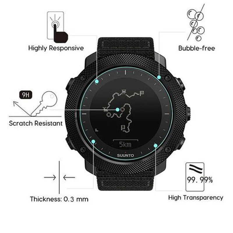 Tempered Glass Screen Protector Film For Suunto 9/5/D5/3 Fitness/Traverse Alpha Spartan Trainer Wrist HR/Ultra/Sport Smart Watch