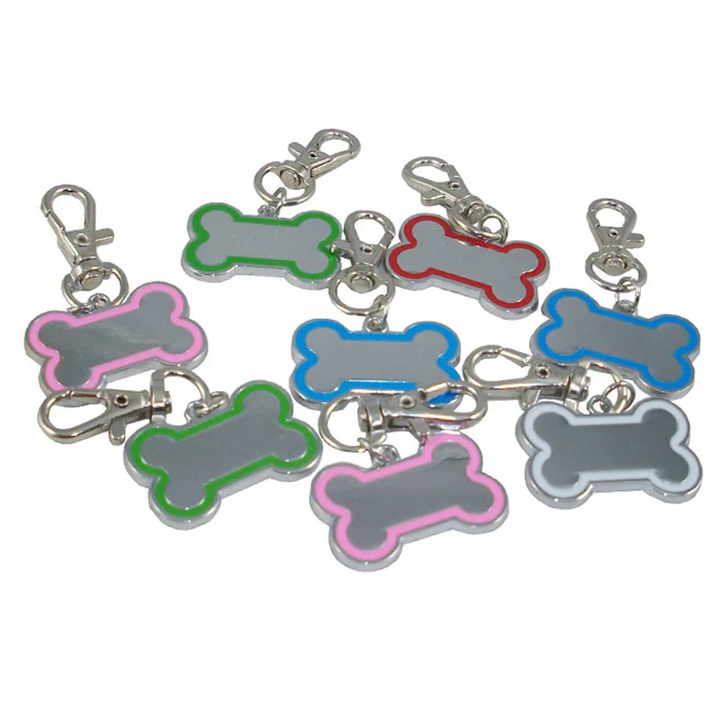 5PCS Cute Bone Shape Pet Dog ID Tags DIY Name Address Tags Anti lost