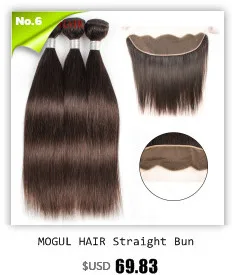 MOGUL волосы бразильские пучки волос с синтетическое закрытие волос цвет 2 темно коричневый 3/4 Связки с синтетическое Закрытие прямо Remy