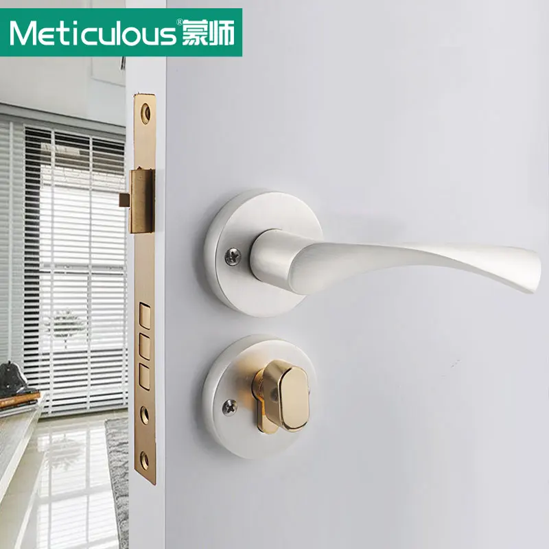 

Meticulous Separated Lever Lock with keys Door Handle Zinc Alloy Sandblasted Silver Double Latch Top Quality Security Entry