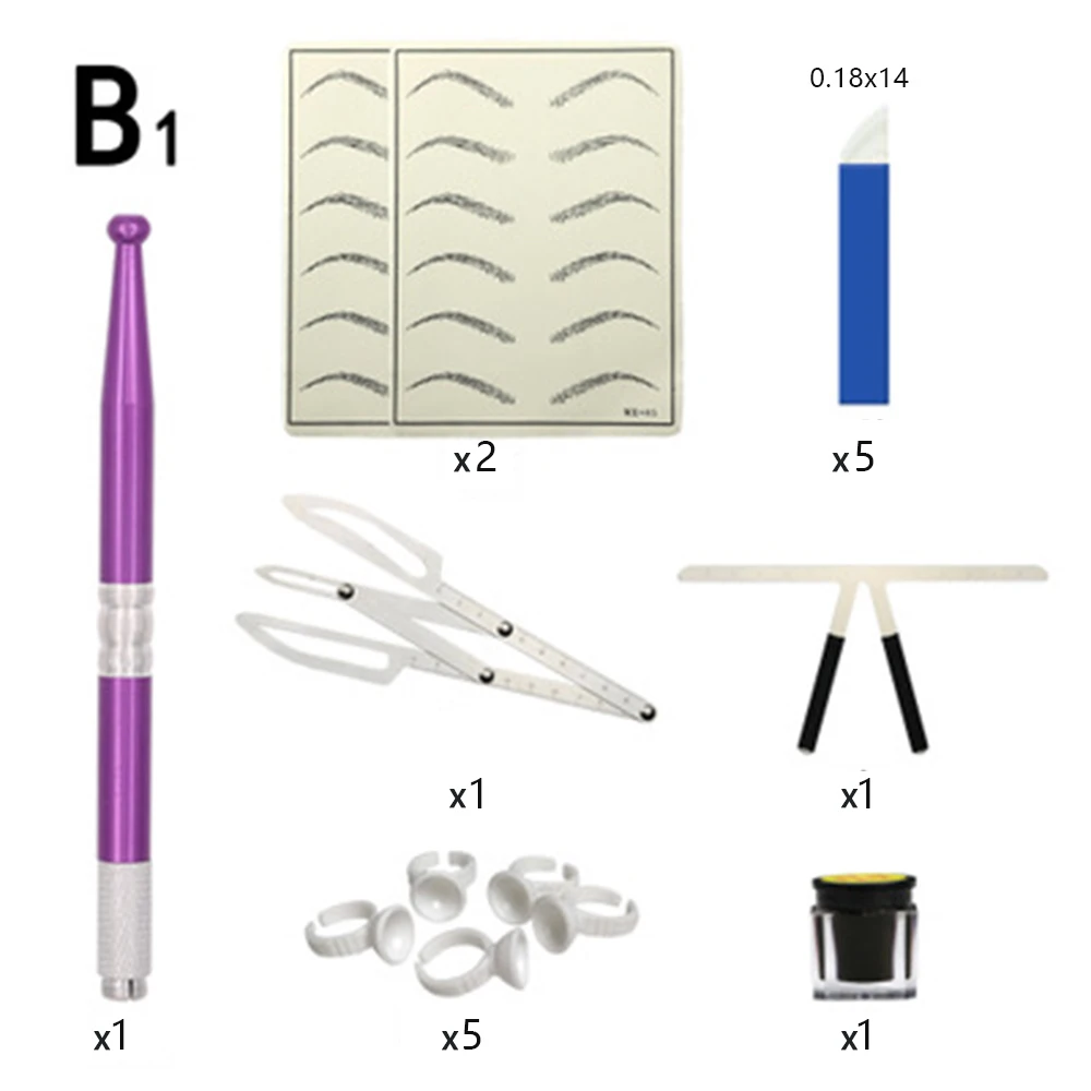 

Microblading pen kit 3D Manual Pen Makeup Tattoo Eyebrow Practice Pigment Set Needle Blade Ink Ring tool for body art