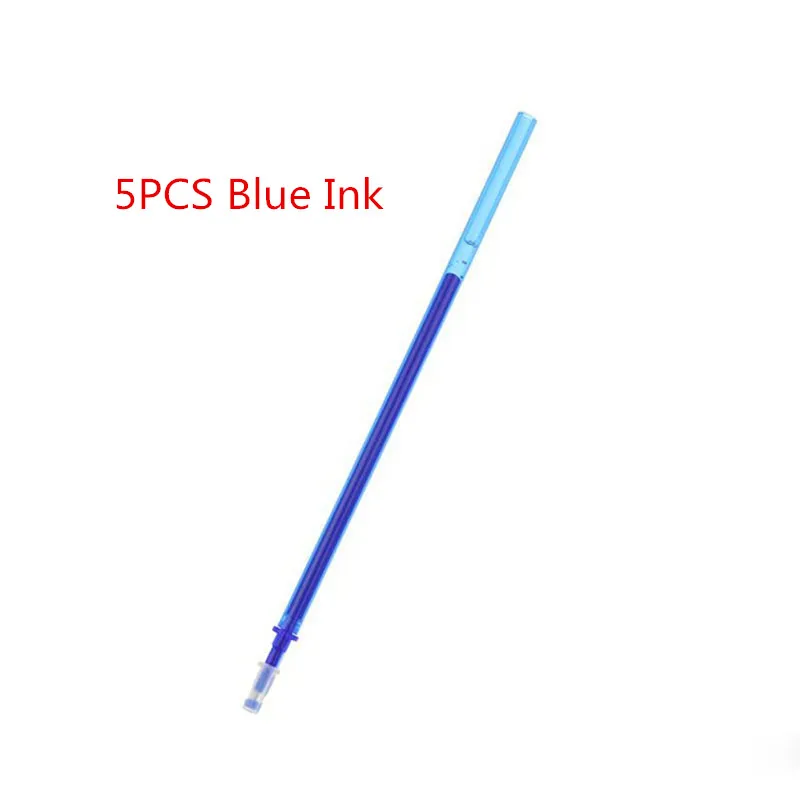 5pc Blue Ink EZONE стираемая гелевая ручка, черные/синие чернила, 0,5 мм, стираемая ручка, сменные чернила, специальный ластик, креативные канцелярские принадлежности для офиса и школы - Цвет: 5pc Blue Ink