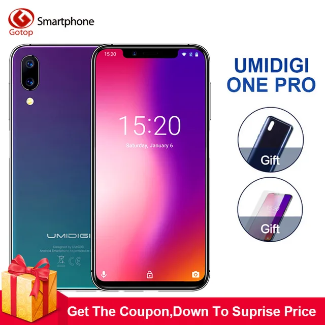 Cheap Umidigi One Pro 4G RAM 64GB ROM 5.9"Mobile phone Helio P23 Octa Core Android 8.1 12MP+5MP Dual Cam wireless charge 4G Cell phone