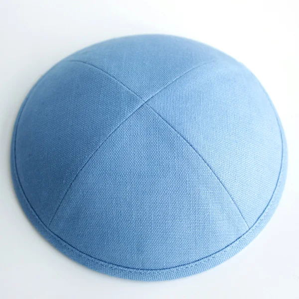 Льняные kippot еврейские Yarmulke Kippah Kippot 17 см Череп шапки для мероприятий с вышивкой - Цвет: Небесно-голубой