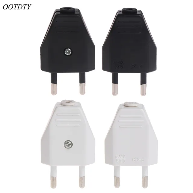 OOTDTY 2 Pcs German Type European 2 Pin Plugs Network Cables 2.5A 220V